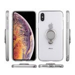 Wholesale iPhone Xr 6.1in Ring Stand Transparent Case with Metal Plate (Clear)